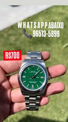 Relógio ROLEX AUTOMÁTICO - MODELO OYSTER PERPETUAL FUNDO VERDE