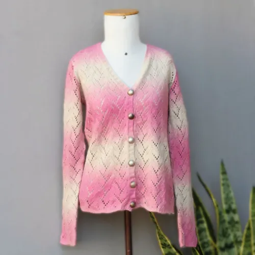 Casaco rosa tricot M/G brechó