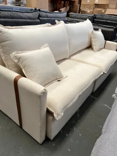 Sofá Alto Padrão Molas Ensacadas Linho Cru MOSTRUÁRIO 