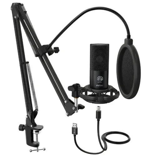 Kit Microfone USB Fifine T669 Cardioide p/ Streaming, Podcasting, games, gravações