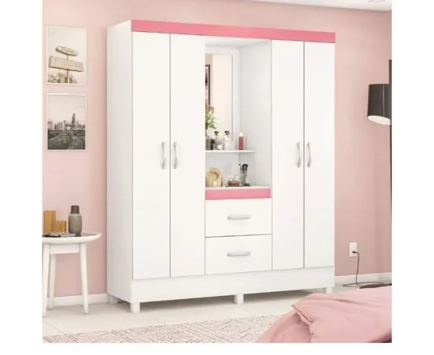 Guarda roupa branco/rosa