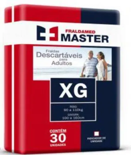 Fraldas Descartáveis para Adultos Fraldamed Master XG/XXG/G/GG - Pacote com 30 unidades