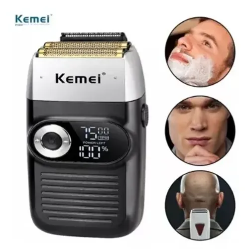 Kemei 2024 original Maquina de barbear Barbeador Elétrico Maquininha Bivolt Recarregável