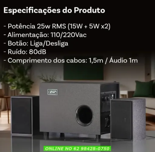 Home Theater Subwoofer 2.1 Caixa De Som P2 Para Tv Notebook