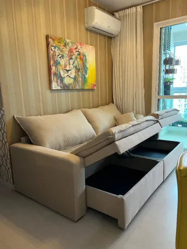 Sofá cama com Baú e Design Moderno slim