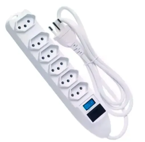 Extensão Elétrica Com Fusível 6 Tomadas Knup SL-7606 1,5m Branca