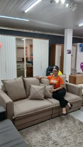 SOFÁ CAMA TODO REVESTIDO NO LINHO