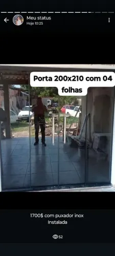 Porta de vidro 200x210 com 04 Folhas - 1700$