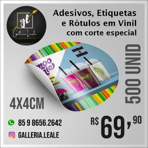 Adesivos, Etiquetas e Rótulos em Vinil com corte especial 4x4CM