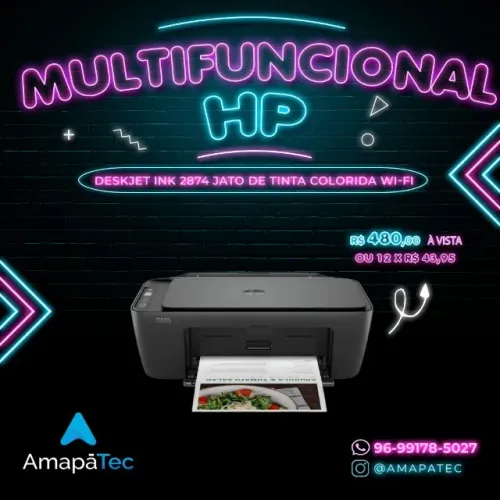 Impressora Multifuncional HP 2874 Colorida Wi-fi