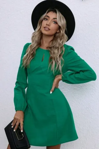 Vestido manga longa verde - SHEIN 