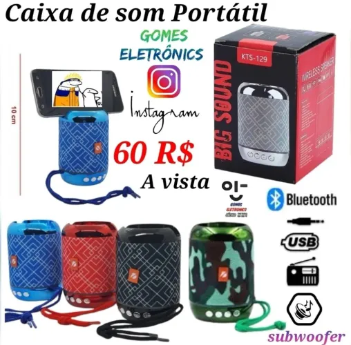 Caixa De Som Bluetooth Portátil Esterio Sobwoof Radio P2 USB ( Loja Fisica )