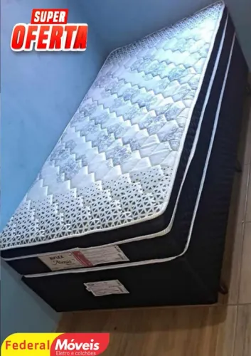 Cama Box Solteiro Nova Base e Colchão 88cm - Temos Crediário 