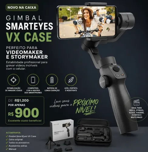 Estabilizador gimball VX Case - NOVO NA CAIXA