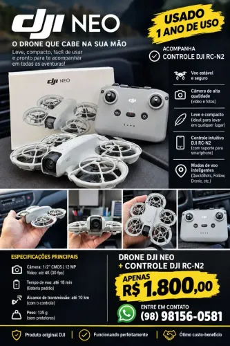 Drone DJI Neo com controle
