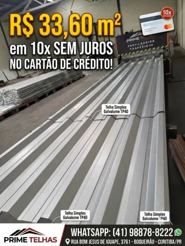 Telhas Metálicas Tp40 Simples