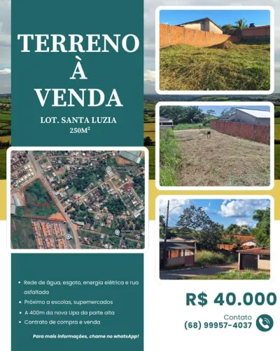 Vendo terreno no Lot. Santa Luzia