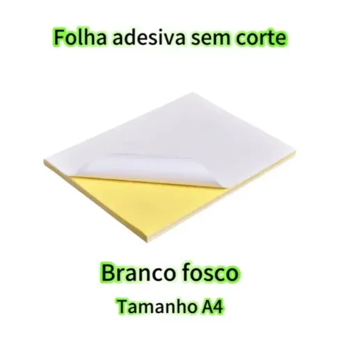 Papel Adesivo Branco Fosco Etiqueta A4 100 Folhas