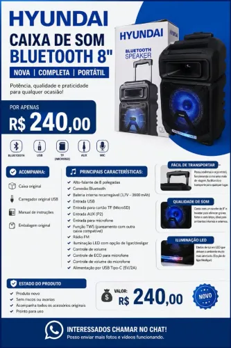 Caixa de Som Bluetooth Hyundai