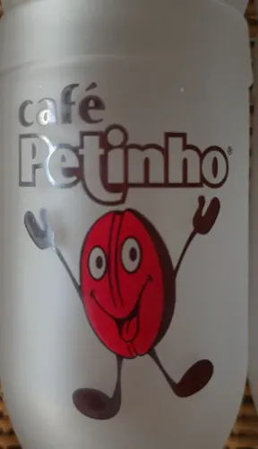 Seis Copos lagoinha de vidro slogan Café Petinho