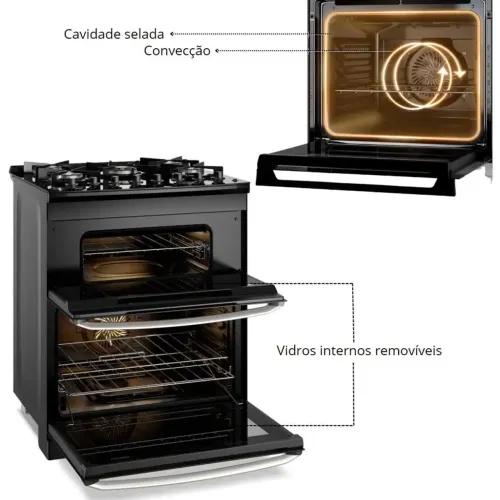 Fogão Electrolux 5 Bocas - Preto | Completo
