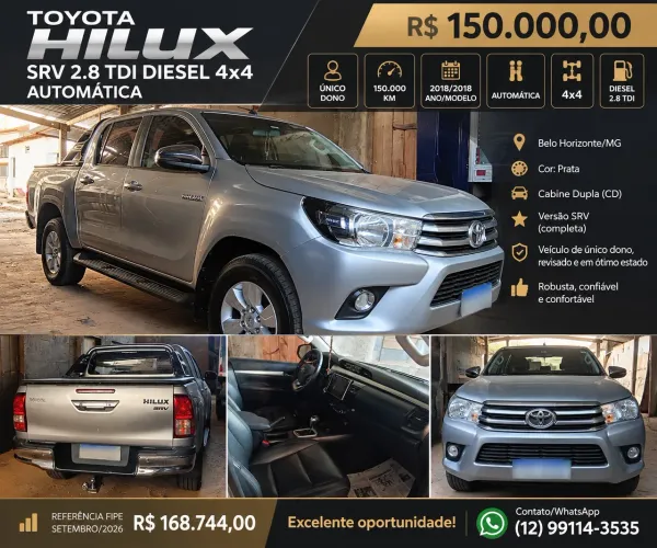 Toyota Hilux CD SRV 4X4 2.8 TDI Diesel Aut. 2018