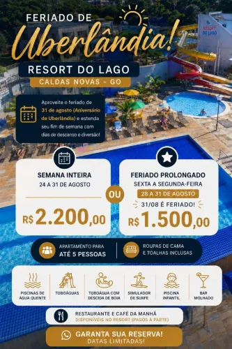 CALDAS NOVAS 28 A 31 AGOSTO FERIADO UBERLÂNDIA