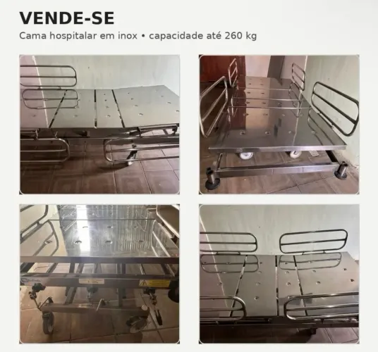 Cama Hospitalar em Aço Inox - Capacidade 260kg