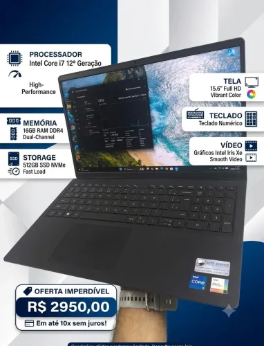 Notebook Dell 12geraçao, 16gb ram, SSD 612 NVMe, vídeo iris, em 10x sem juros