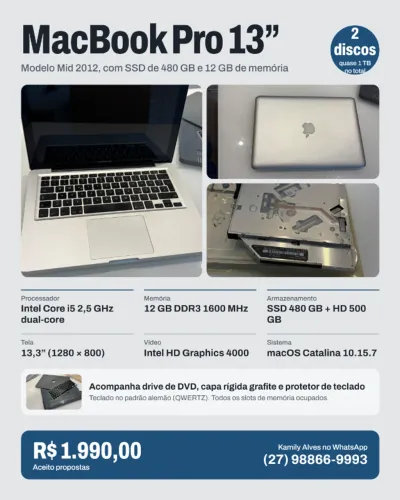 MacBook Pro 13" (Mid 2012) - Excelente Custo-Benefício!