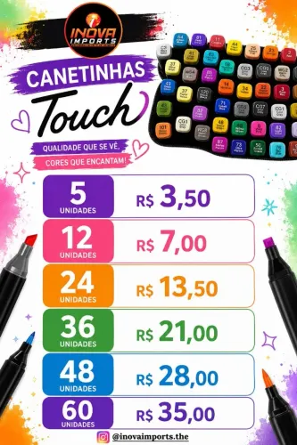 Kit Caneta Touch Marker Base Álcool 60 Cores