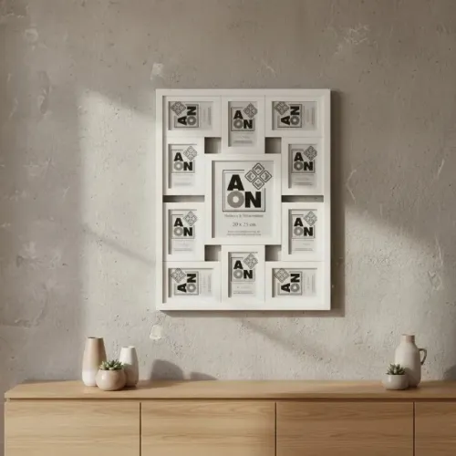 Porta Retratos de Parede AON com 10 molduras 10×15 e 01 moldura 20×25