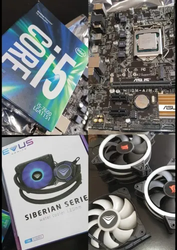 KIT - Processador Intel Core i5-7600/Placa Mãe ASUS M.2/Water Cooler Evus/6 Ventoinhas