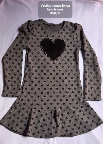 Vestido manga longa menina 6 anos