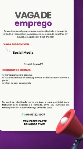VAGA PARA SOCIAL MEDIA