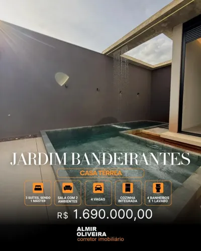 MG - Casa térrea - Jardim Recreio dos Bandeirantes - 3 Suítes (1 suíte máster) - Sertãozin