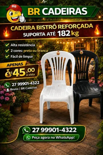 cadeira reforçada de plastico 182kg