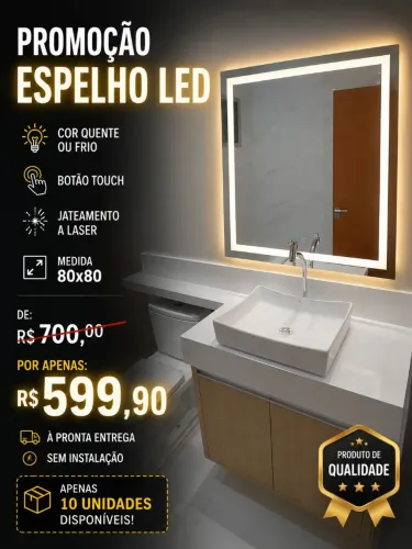 Espelhos led medida 80x80 a pronta entrega 