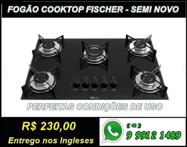 Fogão Cooktop Fischer de 5 bocas 