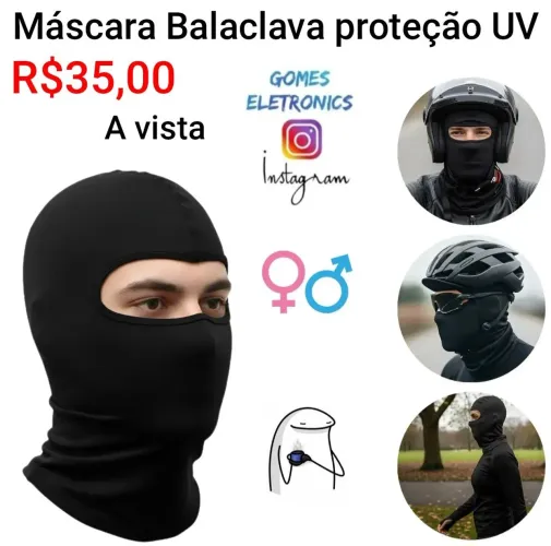 Balaclava Touca Ninja moto bike liso tamanho único - Preto (Loja Fisica)