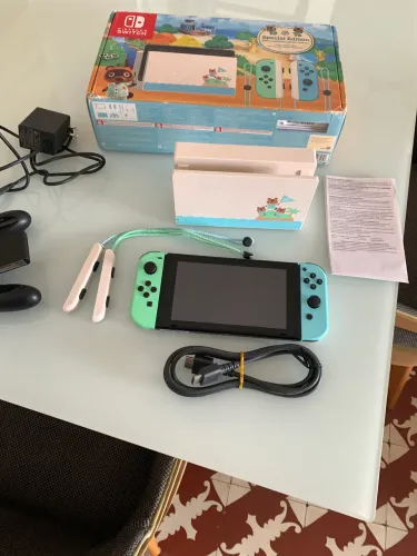 Nintendo Switch V2 Animal Crossing Desbloqueado Cartão SD128GB