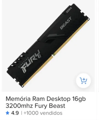 Kingston DDR4 Fury Beast Memória 16 Gb 