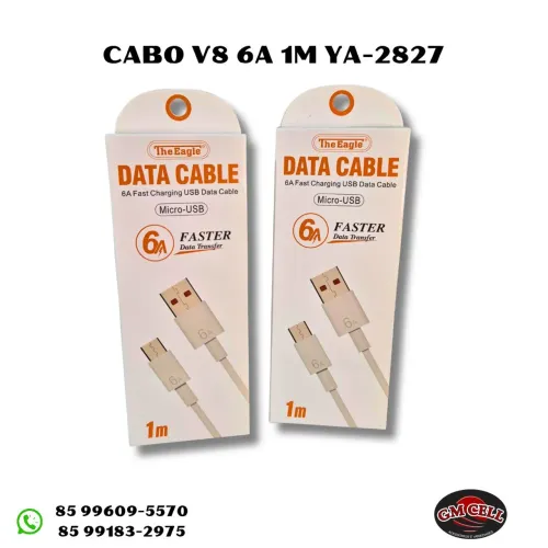 Kit com 10 cabos micro USB v8 6a 1 metro