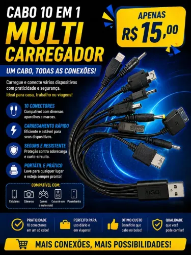 Cabo de Várias Entradas para Carregador 