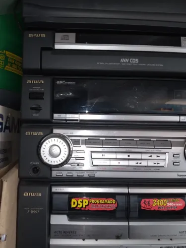 Raridade system aiwa Z R997 com nota fiscal ano 2000 manual e toca discos .