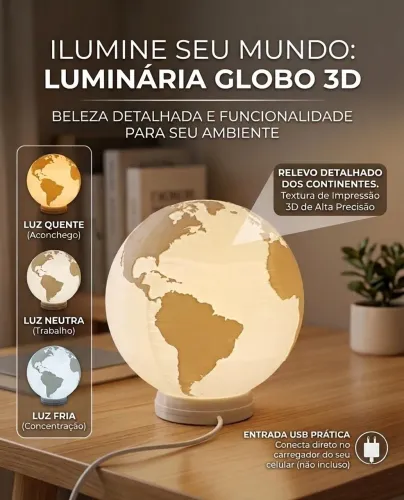 Luminária Minimalista Globo Terra 