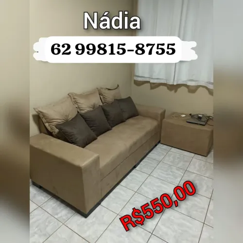Sofá 3 lugares bege novo