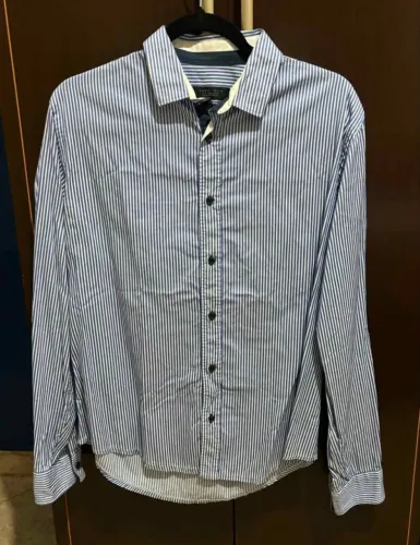 Camisa Masculina com Listras Azuis | Marca: Zara Man