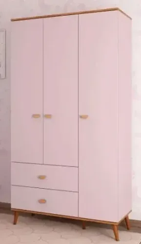 Guarda-Roupa Infantil Bartira Ternura com 3 Portas, 2 Gavetas