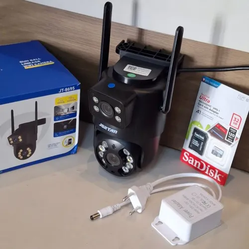 Câmera De Segurança Lente Dupla Wifi Jortan JT-8695 Full HD Giro 355g Visão Noturna